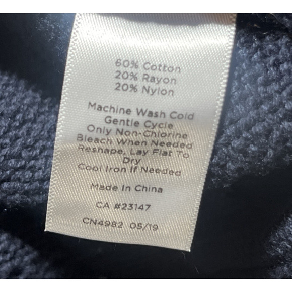 Talbots Ribbed Shawl Collar Cardigan Womens Small Navy Blue Open Knit Sweater - Picture 9 of 10